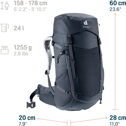 Rozměry turistického batohu Deuter Futura 24 SL